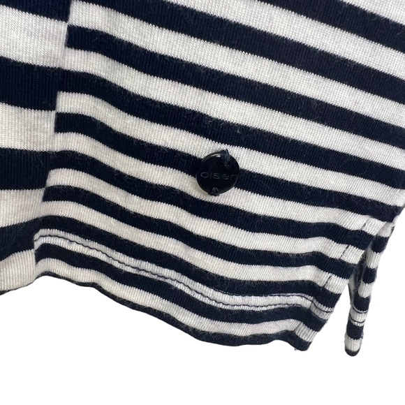 Olsen Europe Navy/White Stripe Round Neck T-shirt Top Size M - Picture 7 of 12